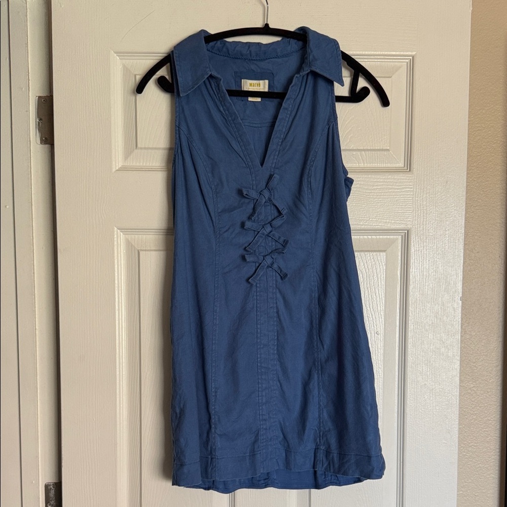 Maeve Collared Halter Linen Mini Dress